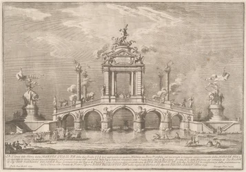 Ein Triumphbogen geschmückt mit Relikten der Stadt Ercolano