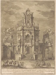 Die zweite Maschine für die Chinea von 1776: Ein Palast mit einer Loggia für die Lotterieziehung