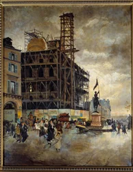 Place de Pyramides, Bau des Marsan-Pavillons (Paris) im Jahr 1880