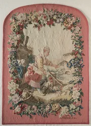 Feuerschirm-Panel und Rahmen, ca. 1775
