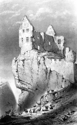 Das Schloss von Crussol, Saint-Peray, Frankreich, 19. Jahrhundert