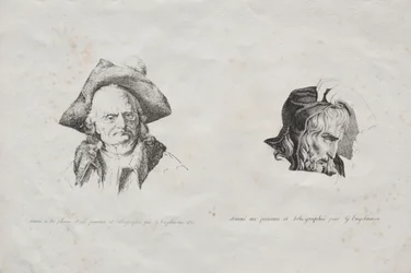 Sammlung lithografischer Versuche: Zwei Köpfe