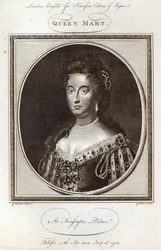 Königin Mary im Kensington Palace, graviert für Harrisons Ausgabe von Rapin, veröffentlicht am 8. Januar 1785