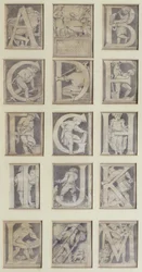 A-M, Entwurf für dreizehn Buchstaben des Alphabets für das South Kensington Museum, 1864