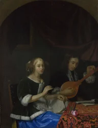 Eine Frau singt und ein Mann mit einer Zister, ca. 1665-1667