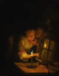 Ein verliebtes Paar beim Anzünden einer Laterne