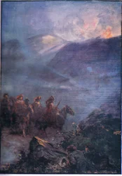 Der Kriegspfad der Doones, aus Lorna Doone, veröffentlicht von W & R Chambers Ltd