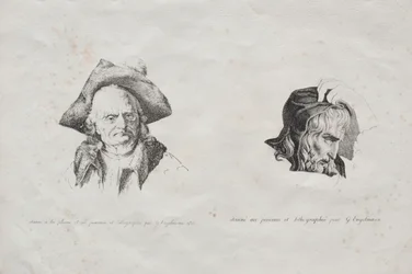 Receuil dessais lithographiques: Zwei Köpfe, 1816