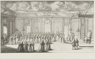 Der Audienzsaal während des Empfangs der Braut im Dresdner Schloss am 2. September 1719