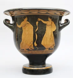 Glockenförmiger proto-apulischer Krater aus Matera, Italien