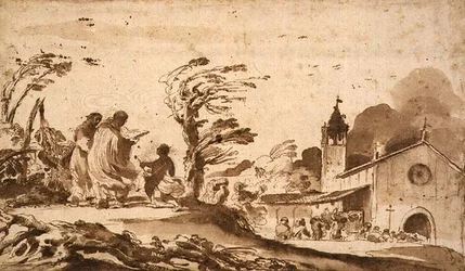 Landschaft mit einem Trauerzug