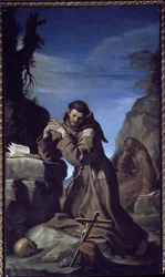Der heilige Franziskus, das Kreuz anbetend