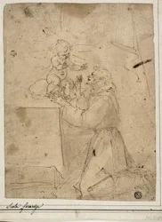 Der heilige Antonius von Padua, der das Christkind anbetet