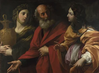 Lot und seine Töchter verlassen Sodom, ca. 1615