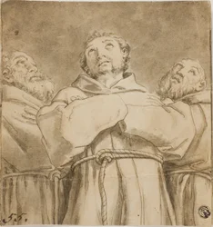 Der heilige Franz von Assisi mit zwei Mönchen seines Ordens