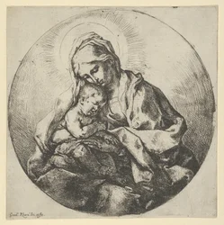 Die Jungfrau, die das Jesuskind hält, mit den Fingern ihrer rechten Hand verborgen, ca. 1600-1640
