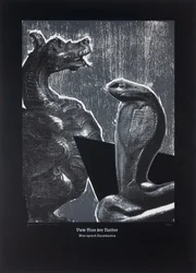 Von der Natter gebissen, Also sprach Zarathustra, 2024 (Holzschnitt und Siebdruck)
