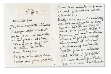 Autographierter Brief an Andre Breton, 6. Februar 1918