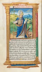 Gedrucktes Stundenbuch (Gebrauch von Rom): fol. 105v, St. Claude als Bischof