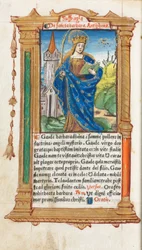 Gedrucktes Stundenbuch (Gebrauch von Rom): fol. 110v, St. Barbara
