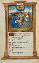 Gedrucktes Stundenbuch (Gebrauch von Rom): fol. 5v, April-Kalenderillustration