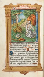 Gedrucktes Stundenbuch Gebrauch von Rom: fol. 107v, St. Hieronymus und der Löwe, 1510