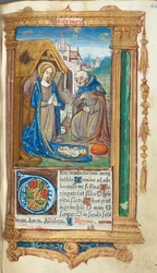 Gedrucktes Stundenbuch Gebrauch von Rom: fol. 34r, Die Geburt Christi, 1510