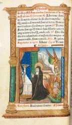 Gedrucktes Stundenbuch Gebrauch von Rom: fol. 84v, Dominikanische Nonne im Gebet