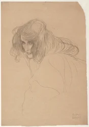 Studie eines Frauenkopfes im Dreiviertelprofil, Studie für Unkeuschheit im Beethovenfries, um 1901-1902