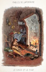 Fabeln von La Fontaine: Der Affe und die Katze, nach Gustave Doré