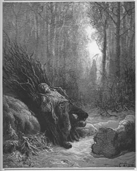 Der Tod und der Holzfäller - aus den „Fabeln“ von Jean de La Fontaine (Lafontaine) (1621-95) - Stich nach Gustave Doré (1832-83) - Privatsammlung