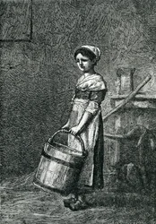Cosette trägt einen Eimer, Illustration aus 