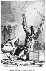 Gavroche war gefallen, nur um wieder aufzustehen, Illustration aus 