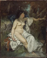 Badende, die an einem Bach schläft, 1845