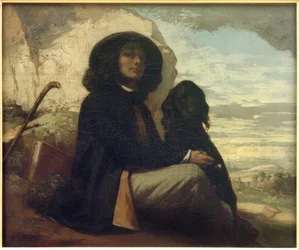 Courbet mit dem schwarzen Hund