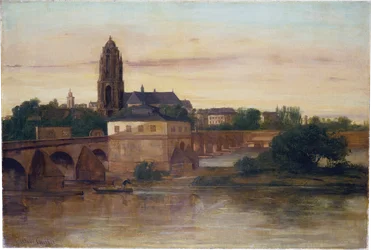 Ansicht von Frankfurt mit der Alten Brücke von Sachsenhausen aus