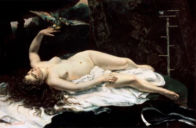 Frau mit einem Papagei, 1866