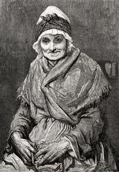 Nach einer Zeichnung von 1880 von Gustave Dore seiner Krankenschwester Francoise. Aus Leben und Erinnerungen von Gustave Dore, veröffentlicht 1885.