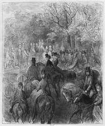 Kutschen und Reiter im Hyde Park, Illustration aus 
