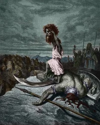 David hält Goliaths Kopf