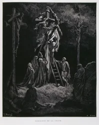 Abstieg vom Kreuz, die Absetzung Christi, Illustration aus der Dore-Bibel