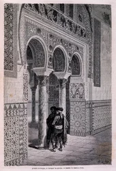 Detail der Arkade des Alcázar in Sevilla - von Doré, in „Tour du Monde“, 2. Halbjahr 1866