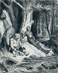 Don Quijote und Sancho Panza in der Illustration von Gustave Doré (1832-1883) für Don Quijote von Miguel de Cervantes Saavedra (1547-1616)