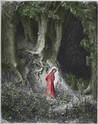 Erster Gesang der Hölle: Der Dichter Dante findet sich in einem Wald wieder. Illustration von Gustave Doré