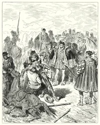 Sie fanden ihn blass und in kaltem Schweiß (Illustration von Don Quixote)