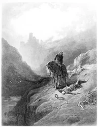 König Artus entdeckt die Skelette der Brüder, Illustration aus 