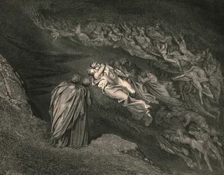 Die Liebe führte uns in einen Tod: Kaina erwartet die Seele dessen, der unser Leben entzweite, ca. 1890