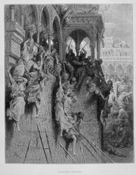 Massaker von Antiochia während des Ersten Kreuzzugs - Gravur von Gustave Doré