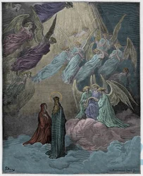 Paradies, 21. Gesang: Die leuchtenden Seelen singen, Illustration aus „Die Göttliche Komödie“ von Dante Alighieri, 1885