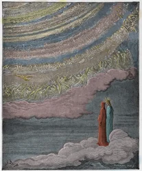Paradies, 28. Gesang: Die funkelnde Schar des Himmels, Illustration aus „Die Göttliche Komödie“ von Dante Alighieri, 1885